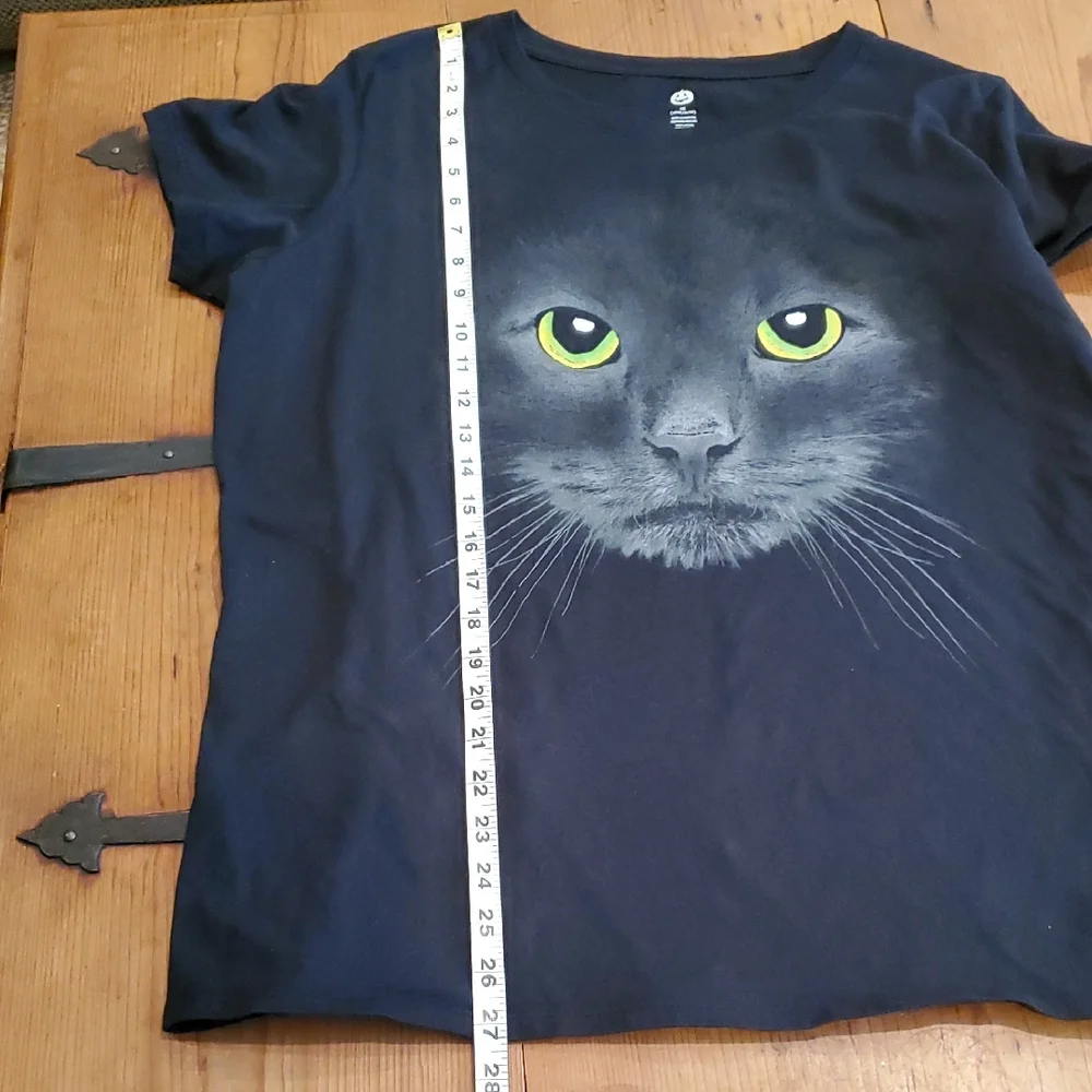 Black Cat Face T-Shirt Women Size 2X Halloween Party